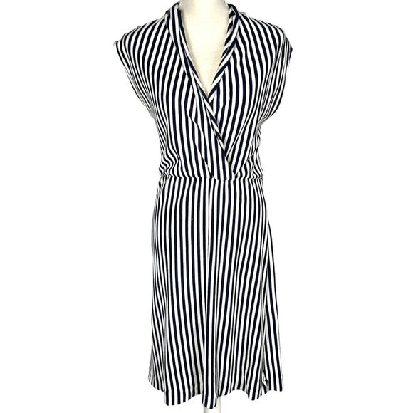 saturday sunday Dresses & Skirts - Saturday Sunday Anthropologie Blue White Stripe Wide Shoulder Knee Length Dress